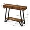 Rustic Industrial Console Table 2-Tier Brown Wood Black Metal Entryway Table